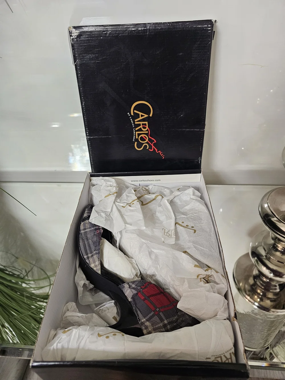 Vintage Y2k Carlos by Carlos Santana Women's Plaid Open-Toe Heels  Sz8.5 NIB - Picture 7 of 7
